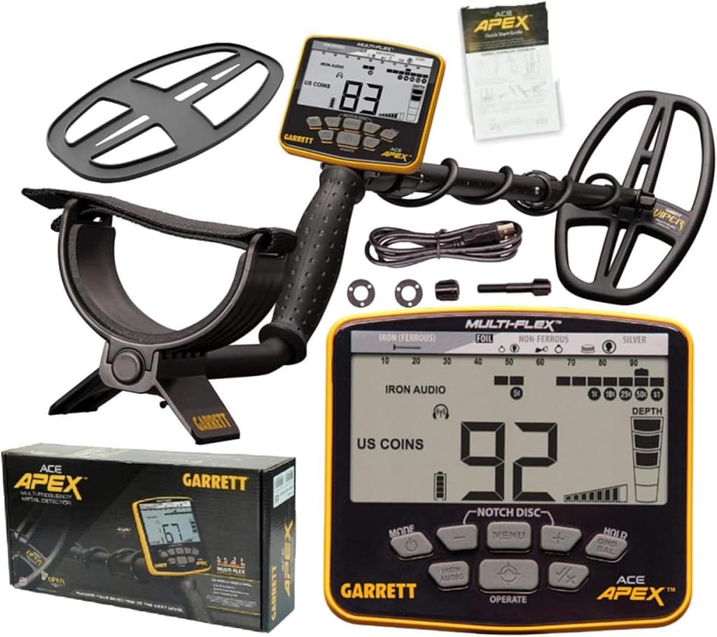 Contenido caja detector de metales Garrett Apex